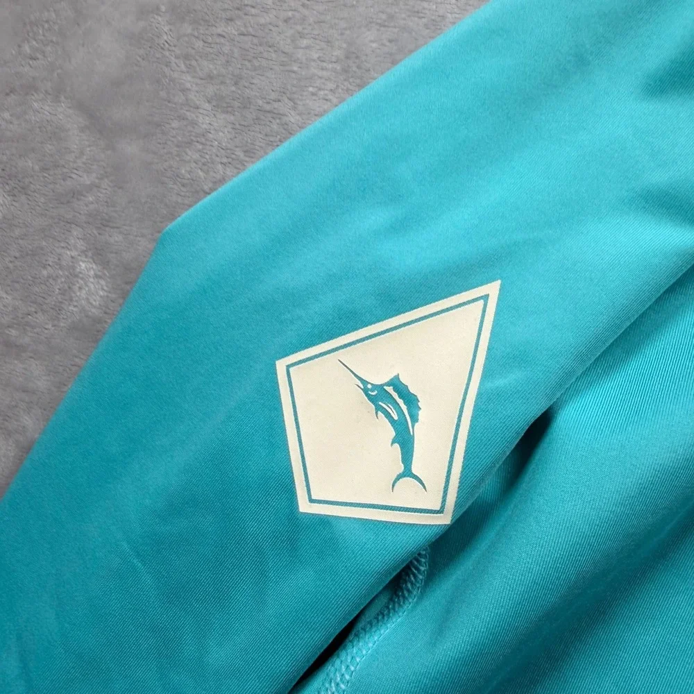 Tommy Bahama Relax UV Tech Rash Guard Large Blue UPF 30 TR215945 Fishing Sun
